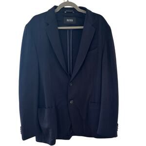 Hugo Boss Reda Merino Wool Deep Navy Unlined Two Button Double Vent Blazer